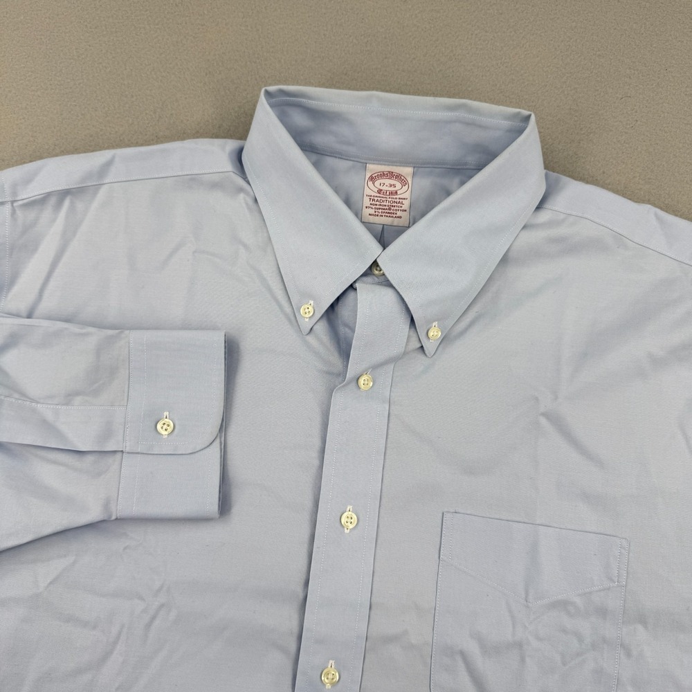 Brooks Brothers Traditional Fit Long Sleeve Dress Shirt Mens 17-35 Business Blue